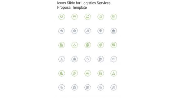 Icons Slide For Logistics Services Proposal Template One Pager Sample Example Document