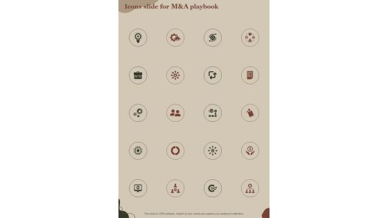 Icons Slide For M And A Playbook One Pager Sample Example Document
