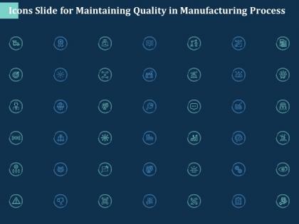 Icons slide for maintaining quality in manufacturing process ppt powerpoint presentation slides