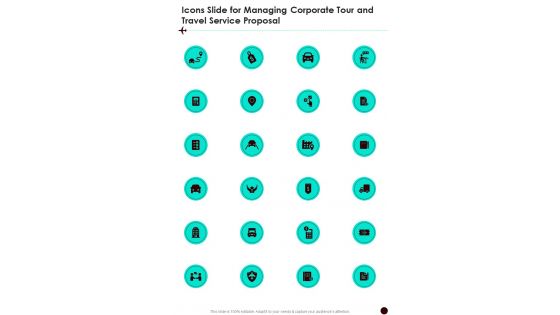 Icons Slide For Managing Corporate Tour And Travel Service One Pager Sample Example Document