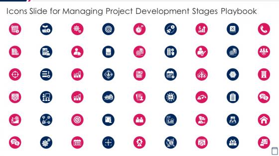 Icons Slide For Managing Project Development Stages Playbook Ppt Topics