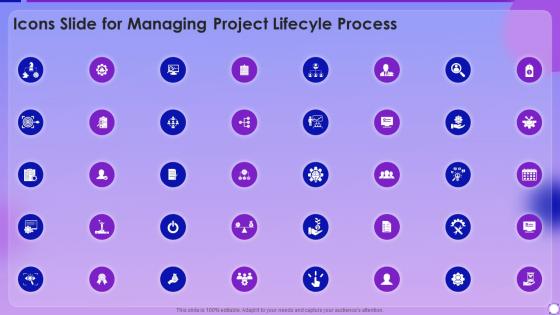 Icons Slide For Managing Project Lifecyle Process Ppt File Background Images