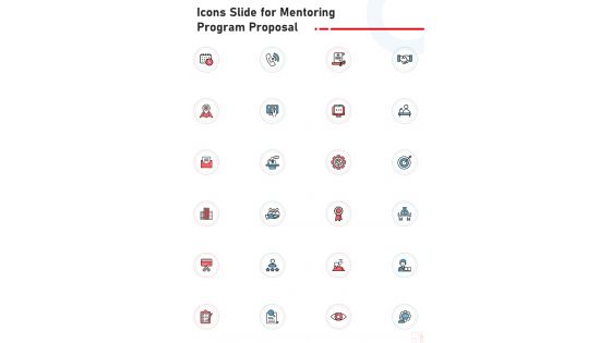 Icons Slide For Mentoring Program Proposal One Pager Sample Example Document