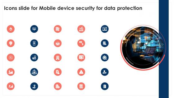 Icons Slide For Mobile Device Security For Data Protection Cybersecurity SS