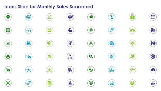 Icons slide for monthly sales scorecard