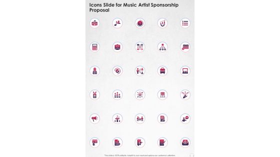 Icons Slide For Music Artist Sponsorship Proposal One Pager Sample Example Document