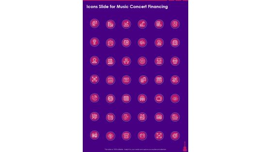 Icons Slide For Music Concert Financing One Pager Sample Example Document