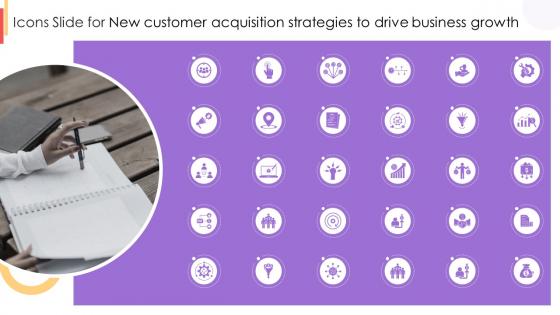 Icons Slide For New Customer Acquisition Strategies To Drive Business Growth