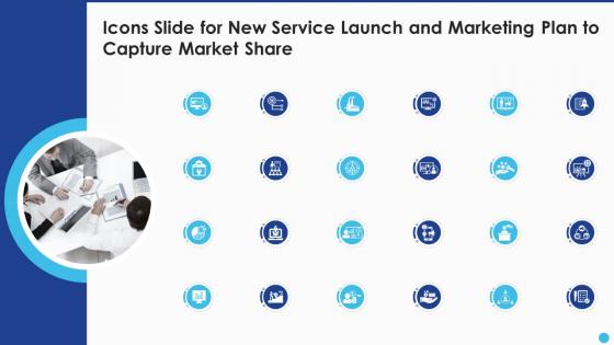 Icons Slide For New Service Launch And Marketing Plan To Capture Market Share