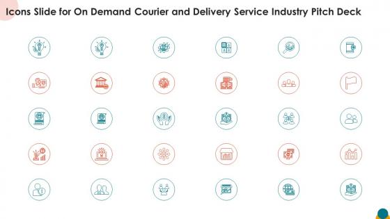 Icons slide for on demand courier and delivery service industry pitch deck