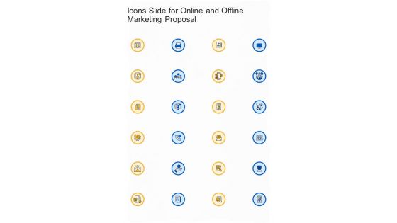 Icons Slide For Online And Offline Marketing Proposal One Pager Sample Example Document