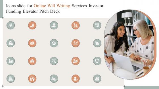 Icons Slide For Online Will Writing Services Investor Funding Elevator Pitch Deck