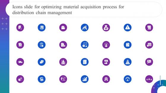 Icons Slide For Optimizing Material Acquisition Process For Distribution Chain Management