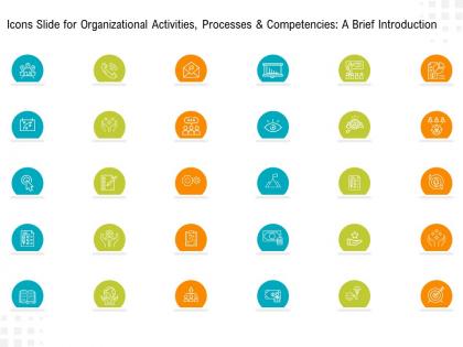 Icons slide for organizational activities processes and competencies a brief introduction