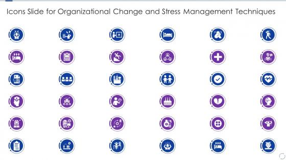 Icons Slide For Organizational Change And Stress Management Techniques