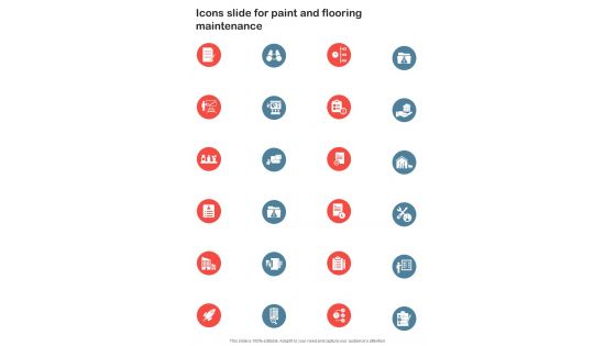Icons Slide For Paint And Flooring Maintenance One Pager Sample Example Document