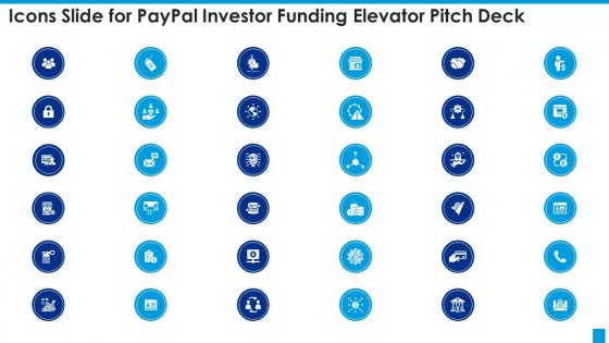 Icons slide for paypal investor funding elevator pitch deck