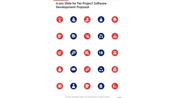 Icons Slide For Per Project Software Development Proposal One Pager Sample Example Document