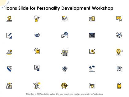 Icons slide for personality development workshop ppt powerpoint grid shapes