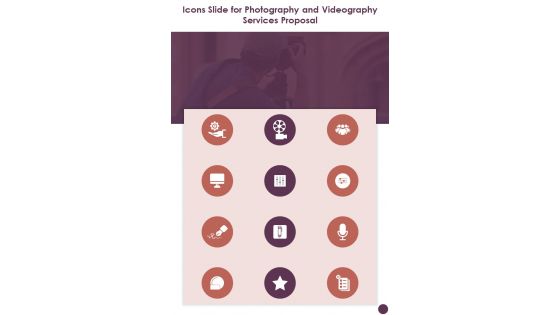 Icons Slide For Photography And Videography Services Proposal One Pager Sample Example Document