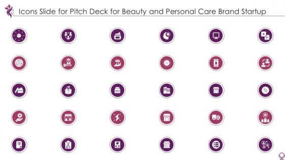 Icons slide for pitch deck for beauty and personal care brand startup