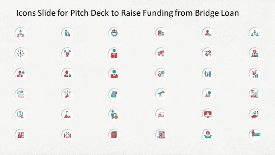Icons slide for pitch deck to raise funding from bridge loan