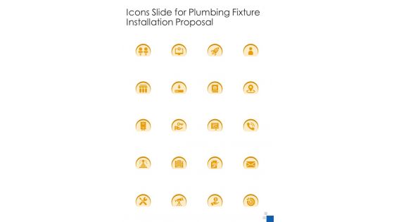 Icons Slide For Plumbing Fixture Installation Proposal One Pager Sample Example Document