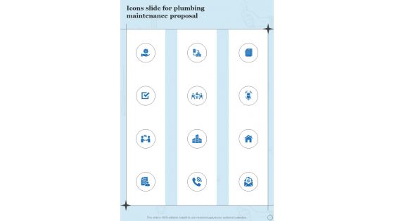 Icons Slide For Plumbing Maintenance Proposal One Pager Sample Example Document