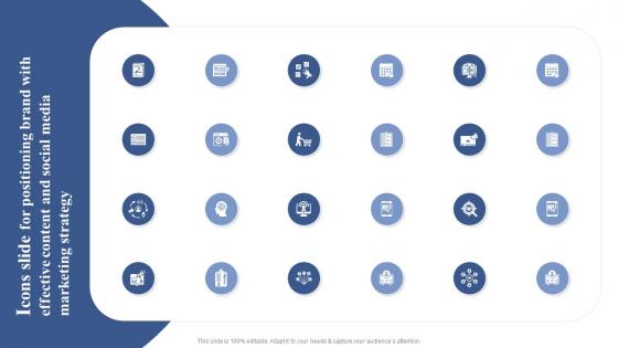 Icons Slide For Positioning Brand With Effective Content And Social Media Marketing Strategy