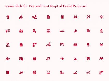 Icons slide for pre and post nuptial event proposal ppt file display