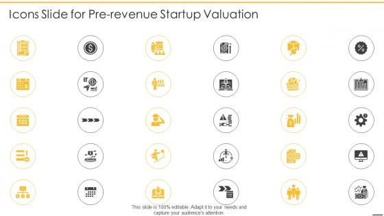 Icons slide for pre revenue startup valuation