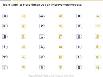 Icons slide for presentation design improvement proposal ppt powerpoint backgrounds