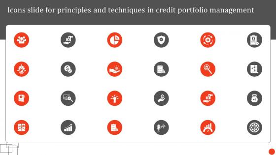 Icons Slide For Principles And Techniques In Credit Portfolio Management