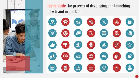 Icons Slide For Process Of Developing And Launching New Brand In Market MKT SS V