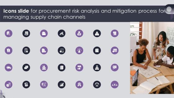 Icons Slide For Procurement Risk Analysis And Mitigation Process For Managing Supply Chain Channels