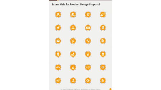 Icons Slide For Product Design Proposal One Pager Sample Example Document