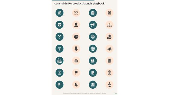 Icons Slide For Product Launch Playbook One Pager Sample Example Document