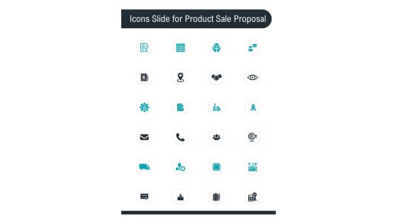 Icons Slide For Product Sale Proposal One Pager Sample Example Document