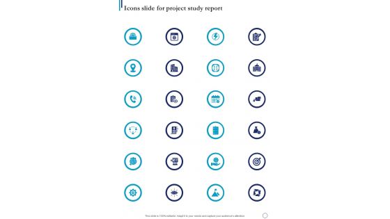 Icons Slide For Project Study Report One Pager Sample Example Document