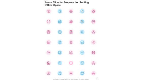 Icons Slide For Proposal For Renting Office Space One Pager Sample Example Document