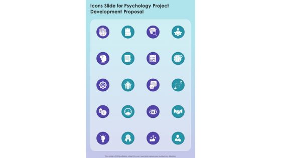 Icons Slide For Psychology Project Development Proposal One Pager Sample Example Document