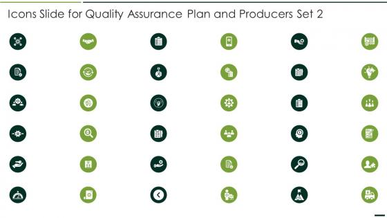 Icons Slide For Quality Assurance Plan And Producers Set 2