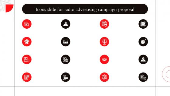 Icons Slide For Radio Advertising Campaign Proposal Ppt Icon Design Ideas