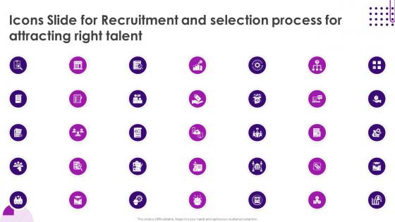 Icons Slide For Recruitment And Selection Process For Attracting Right Talent