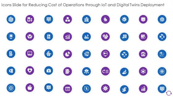 Icons Slide For Reducing Cost Of Operations Through Iot And Digital Twins Deployment