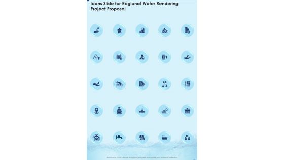 Icons Slide For Regional Water Rendering Project Proposal One Pager Sample Example Document