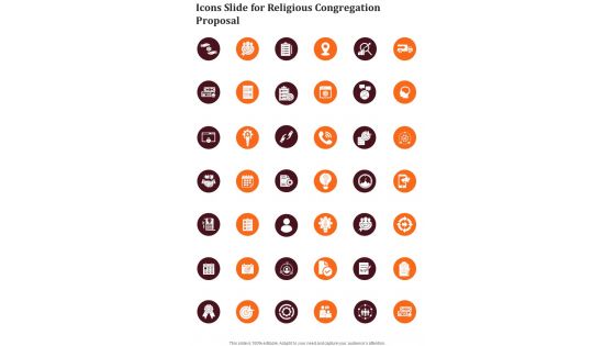 Icons Slide For Religious Congregation Proposal One Pager Sample Example Document