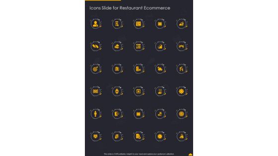 Icons Slide For Restaurant Ecommerce One Pager Sample Example Document