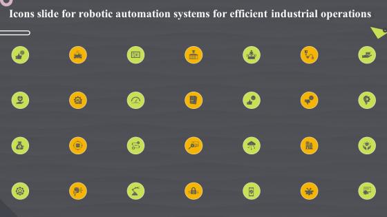 Icons Slide For Robotic Automation Systems For Efficient Industrial Operations