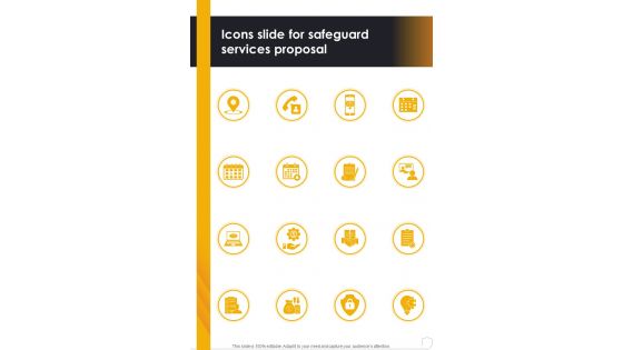 Icons Slide For Safeguard Services Proposal One Pager Sample Example Document